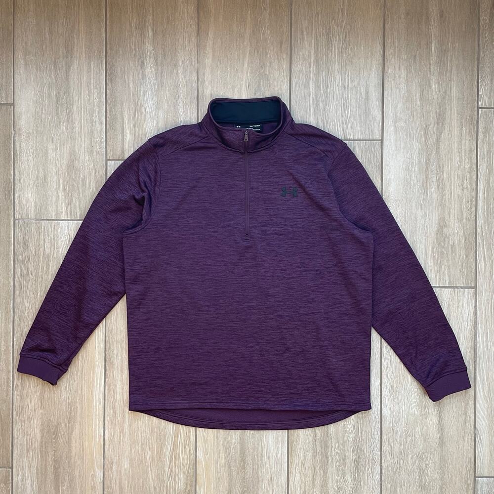 Under Armour ColdGear Pullover Mens XL Purple 1/4 Zip Fleece Athletic Running